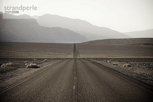 A lonely road in Death Valley National Park  California