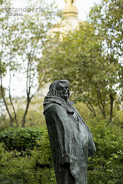 Auguste Rodin's sculpture of Honore de Balzac stands in the museum by his name in front of the Invalides.