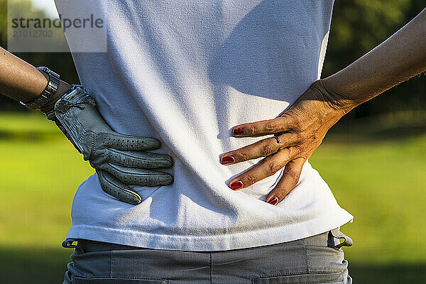 Back of female golfer  Echenevex  Ain  France