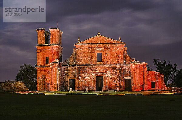 Part of the UNESCO site  Jesuit Missions of the Guaranis: Church  Ruins of Sao Miguel das Missoe  Rio Grande do Sul  Brazil  South America