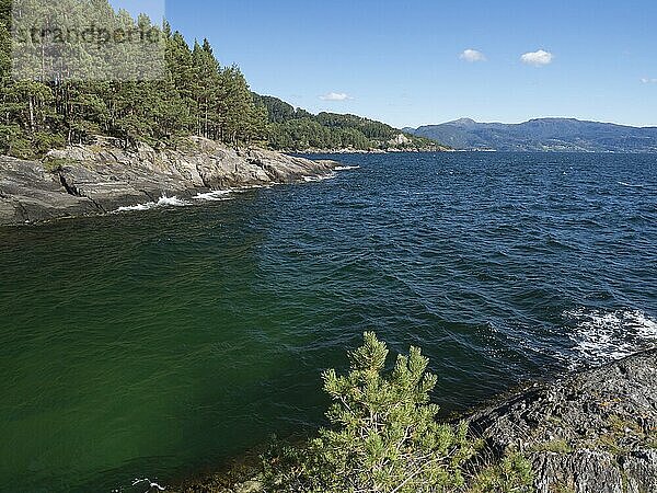 Coastal hiking trail on the Björnafjord in Norway