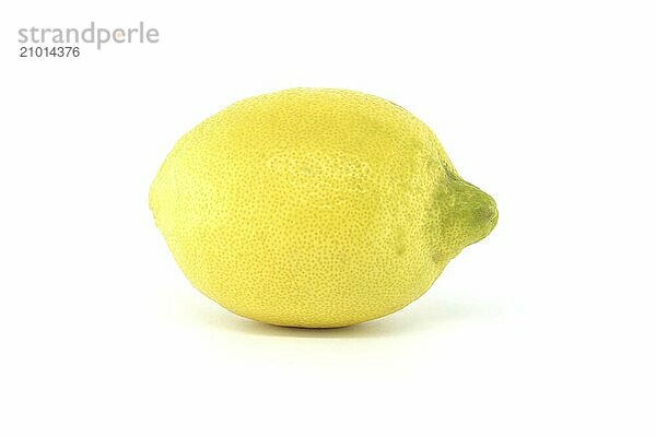 Vibrant yellow whole lemon isolated on white background