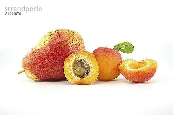 Assortment of fresh healthy fruits isolated on a white background. Multivitamin and juicy rich fruits