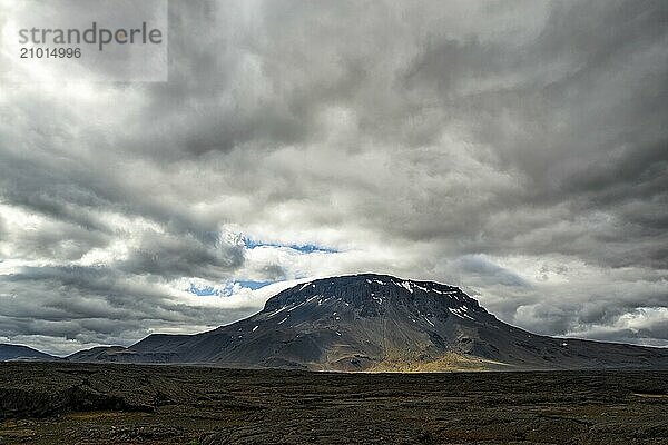 On the road to Mount Askja in a cloudy day  Iceland  Europe