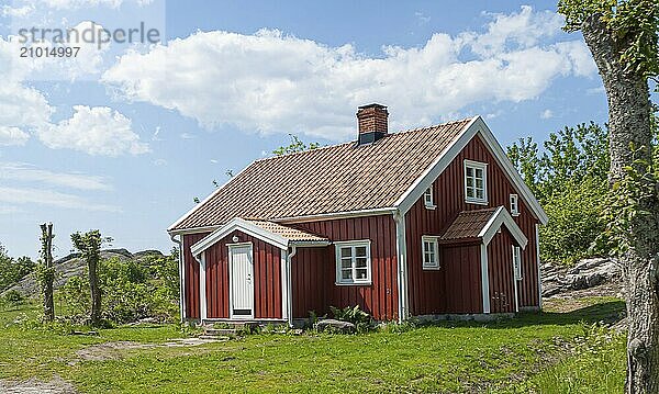 Traditional swedish red and white wooden house