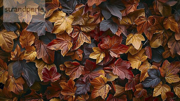 Top view of colorful dry leaves creating an autumn-inspired ambiance. AI generated