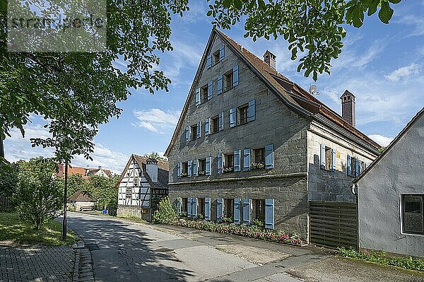 Historic Franconian sandstone house  Ödenberg  Middle Franconia  Bavaria  Germany  Europe