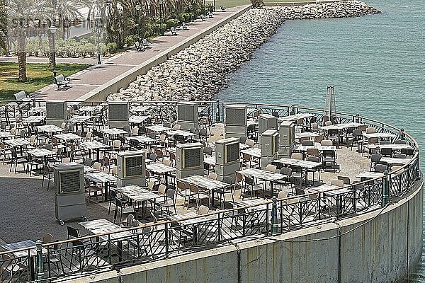 Outdoor air coolers at caffee terrace patio in Kuwait