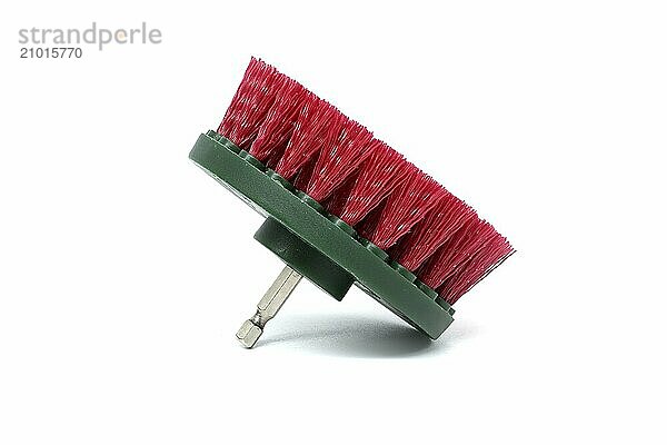 Brush attachments with an hexagonal shalf suitable for bit holder extensions isolated on white background. Sanding  cleaning and polishing accessories