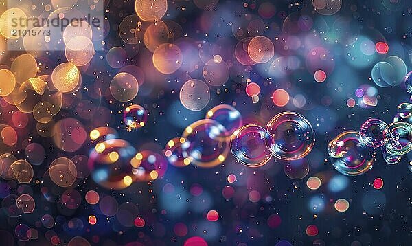 Colored water bubbles and bokeh light  abstract background AI generated