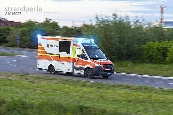 Ambulance on duty  rescue service  emergency call  112  Malteser  Rems-Murr-Kreis  Baden-Württemberg  Germany  Europe