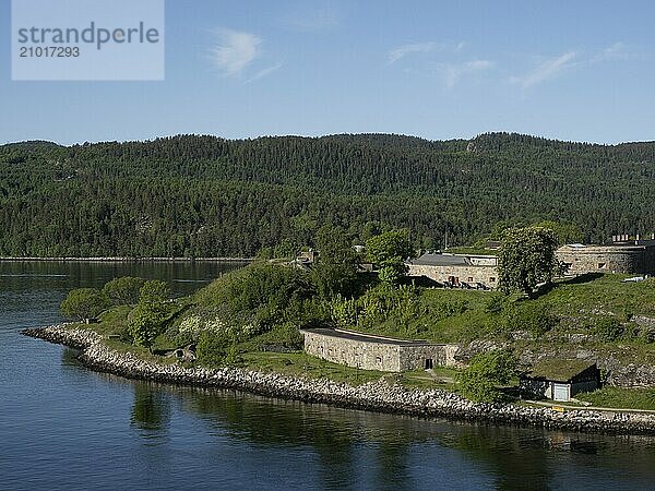 The historic Oscarsborg Fortress is located in the Oslofjord in Norway