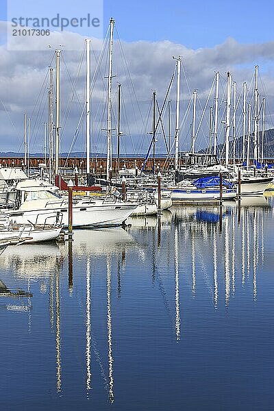 A sunny and partly cloudy day at the marina in Astoria  Oregon