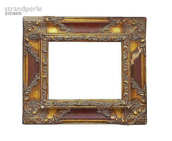 Carved rustic frame isolated on white