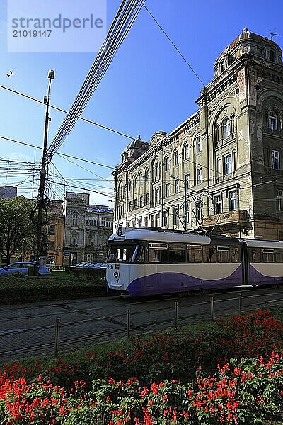 Buildings at the Piata Sankt Georg  Sf. Gheorghe  tramway  electric lines  Romania  Banat  Timisoara  Timisoara  Europe