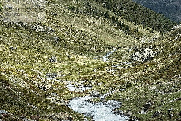 The Pederbach flows through the Pedertal valley in South Tyrol