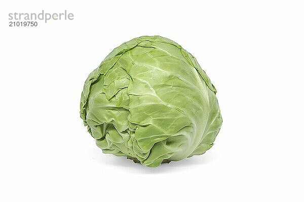 Whole fresh cabbage isolated on white background