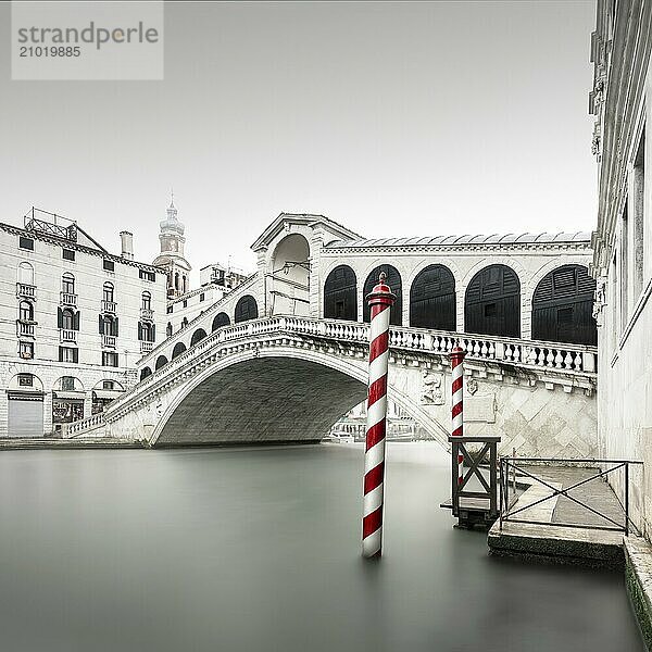 Minimalist long exposure of the oldest bridge in Venice on the Grand Canal  Venice  Italy  Europe