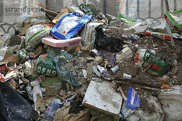 Construction waste  rubbish dump next to construction site  Romania  Banat  Timisoara  Timisoara  Europe