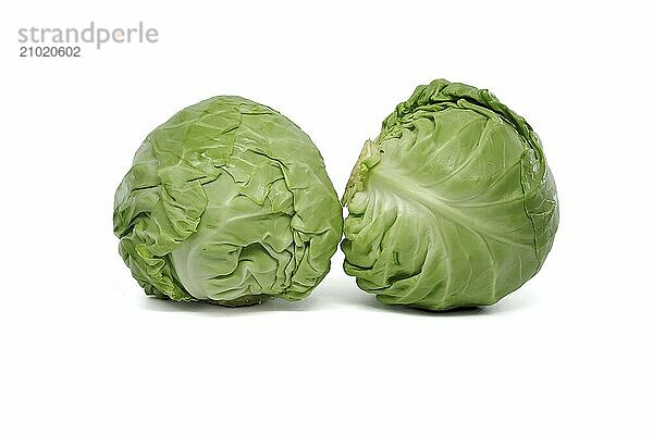 Fresh green cabbage isolated on white background