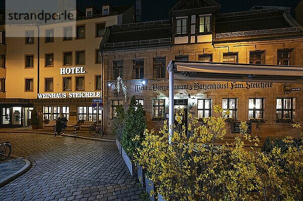 Historic Restaurant Steichele in the evening  Nuremberg  Middle Franconia  Bavaria  Germany  Europe