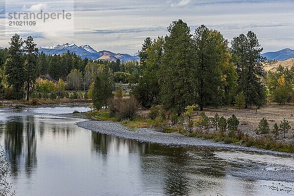 The calm section of the Methow River near Winthrop  Washington