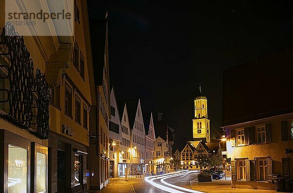 The market square in Biberach an der Riss  night shot  Biberach  Baden-Württemberg  Germany  Europe