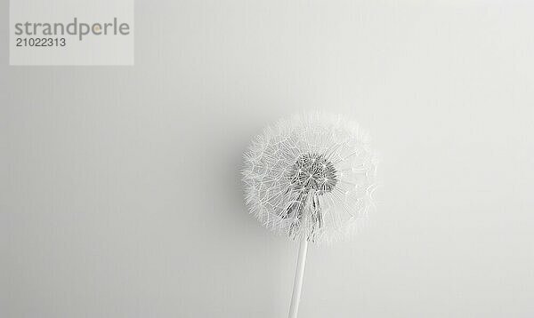 A pristine white dandelion against a clean white background AI generated