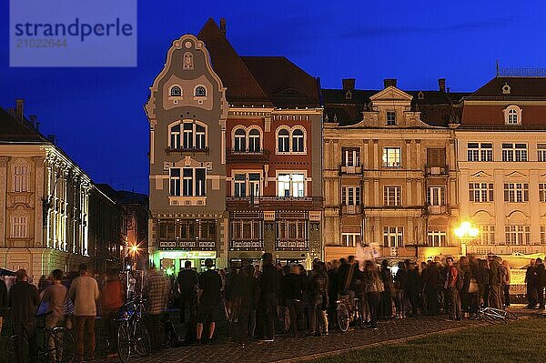 Banat  Timisoara  Timisoara  old town  historical  baroque houses at Piata Unirii  Unification Square  demonstration  Romania  Europe