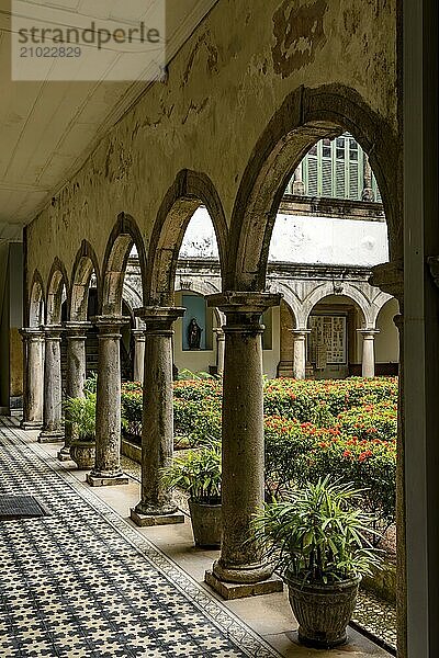 Inner courtyard of historic church with arches and columns in Recife  Pernambuco  Brazil  Recife  Pernambuco  Brazil  South America