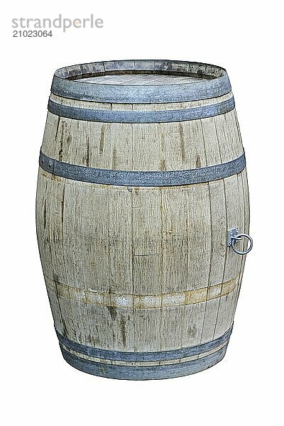 Oak barrel isolated on white with clipping path