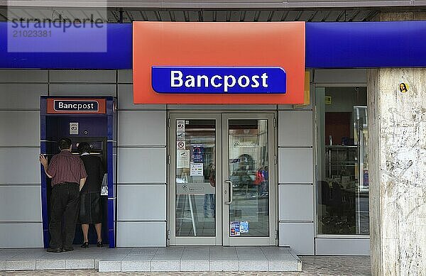 City of Targu Mures  Neumarkt am Mieresch  entrance area of a Romanian bank  Bancpost  Romania  Europe