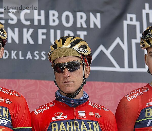 ESCHBORN  GERMANY  MAY 1st 2018: Enrico Gasparotto (Bahrain Merida) at Eschborn-Frankfurt cycling race