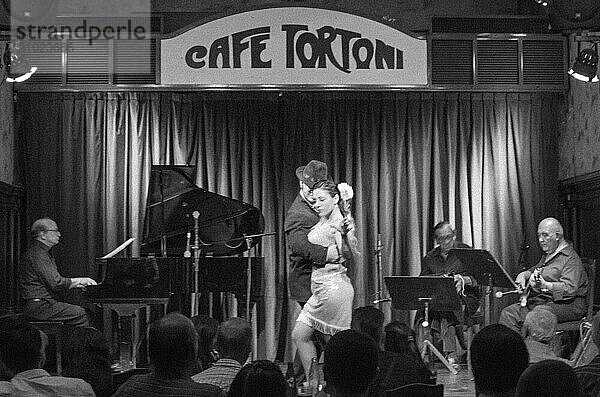 BUENOS AIRES  ARGENTINA  DECEMBER 27  2015: Tango show at the old Cafe Tortoni. Opened in 1858  it moved to its present location in 1880