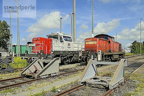 Locomotives on the siding at the buffer stop  Bremerhaven  Bremen  Germany  Europe