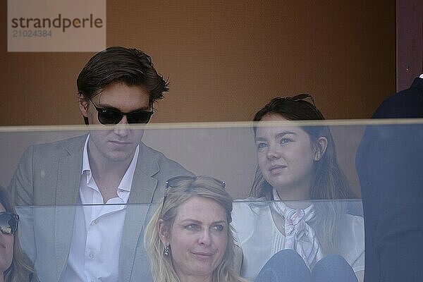 Alexandra von Hannover  daughter of Caroline von Hannover and Ernst August von Hannover  with boyfriend Ben-Sylvester Strautmann in a box at Court Rainier III in the Monte-Carlo Country Club at the Rolex Monte-Carlo Masters 1000 tennis tournament of the ATP World Tour  Principality of Monaco