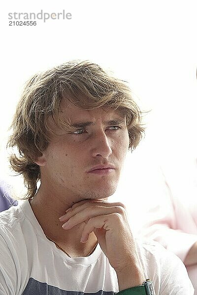 Portrait of German tennis player Alexander Zverev in an interview  Rolex Monte-Carlo Masters  tennis tournament of the Masters 1000 ATP World Tour  Principality of Monaco