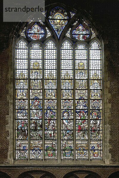 10th century Gothic St. Bavo Cathedral  Stained-Glass window  Ghent  Flanders  Belgium  Europe