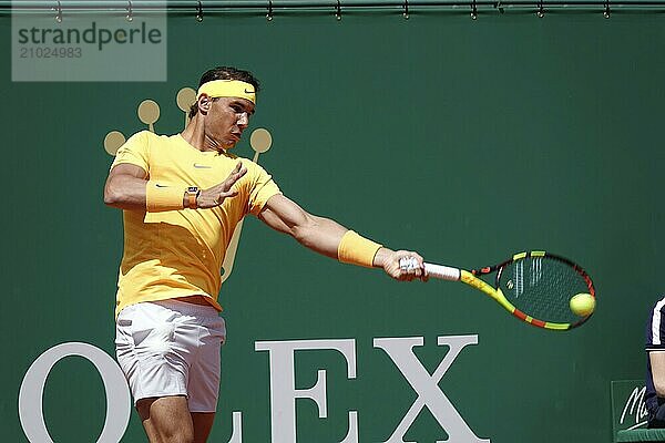 Spanish tennis player Rafael Nadal in the quarter-finals against Dominic Thiem  Monte-Carlo Country Club at the Rolex Monte-Carlo Masters 1000 ATP World Tour tennis tournament  Principality of Monaco