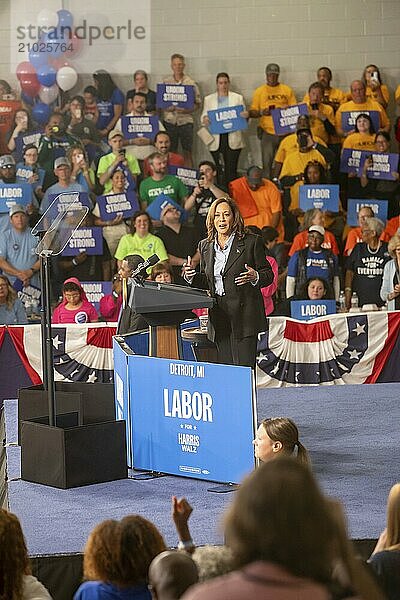 Detroit  Michigan  USA  2 September 2024  Presidential candidate Kamala Harris campaigns at a Labor Day rally  North America