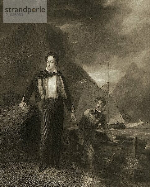 George Gordon Noel Byron  6th Baron Byron of Rochdale  1788  1824  British poet  in Albanian dress  digital edited