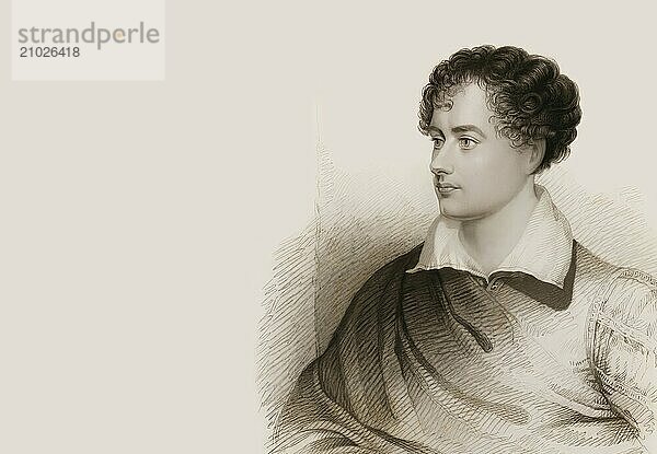 George Gordon Noel Byron  6th Baron Byron of Rochdale  1788  1824  British poet  digital edited