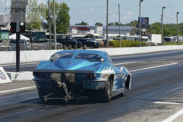 Race car at a drag racing event  Napierville  Province of Quebec  Canada  North America