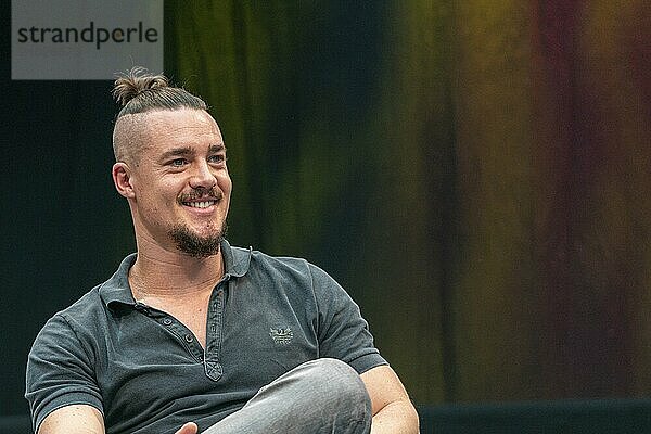 STUTTGART  GERMANY  JUN 29th 2019: Alexander Dreymon (*1983  German actor and film actor) talks about his experiences in the movie industry at Comic Con Germany Stuttgart  a two day fan convention