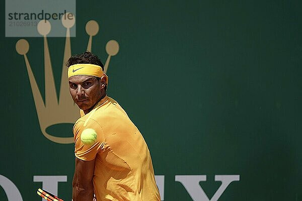 Spanish tennis player Rafael Nadal in the semi-finals against Grigor Dimitrov at the Monte-Carlo Country Club at the Rolex Monte-Carlo Masters 1000 ATP World Tour tennis tournament  Principality of Monaco