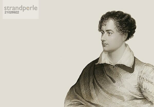 George Gordon Noel Byron  6th Baron Byron of Rochdale  1788  1824  British poet  digital edited