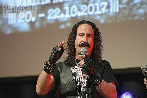 Bonn  Germany. 20th Oct 2017. Ari Lehman (* 1965)  US actor  first Jason Voorhees in Friday the 13th  talking about his experiences during a panel at Fear Con  a horror fan convention taking place in the Maritim Hotel Bonn between October 20-22nd  2017