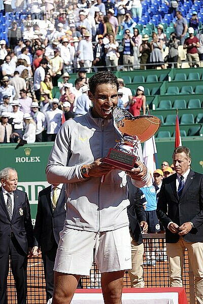 Award ceremony for Rafael Nadal after the final of the Rolex Monte-Carlo Masters 1000 ATP World Tour tennis tournament on Court Rainier III of the Monte-Carlo Country Club  Principality of Monaco