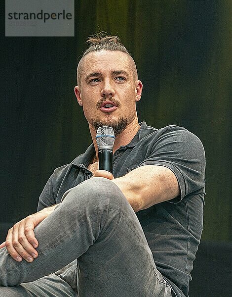 STUTTGART  GERMANY  JUN 29th 2019: Alexander Dreymon (*1983  German actor and film actor) talks about his experiences in the movie industry at Comic Con Germany Stuttgart  a two day fan convention