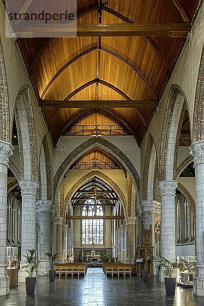 Our Lady Church  Central nave and chapels  Nieuwpoort  West Flanders  Belgium  Europe